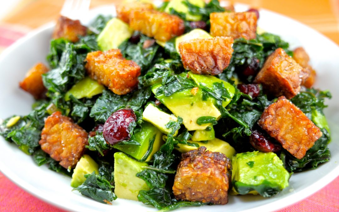 Kale Salad with Crispy Tempeh Croutons